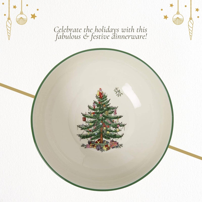 Spode Christmas Tree Round Serving Bowl - 8-Inch Ceramic Bowl for Pasta, Salad, Soup, and Side Dishes - Elegant Porcelain Design, Stackable, Dishwasher & Microwave Safe - Ideal for Holiday Gatherings - Image 5